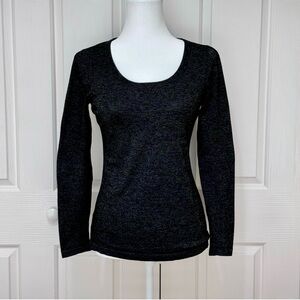 Ann Taylor Petite Black Shimmer Keyhole Back Sweater SP